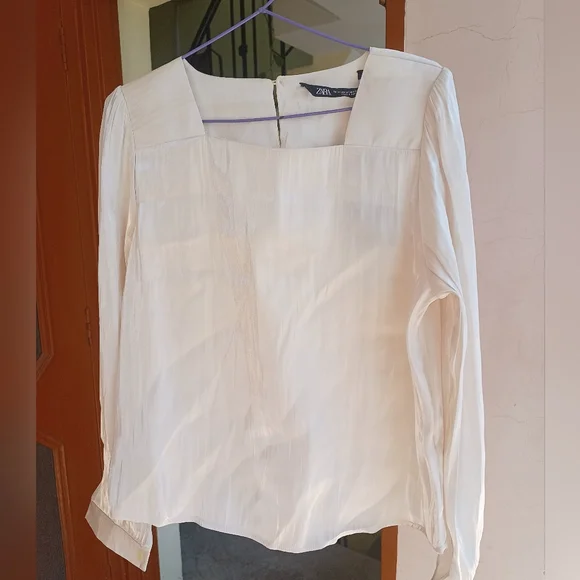 Zara Satin organza square neck top - Picture 7 of 12